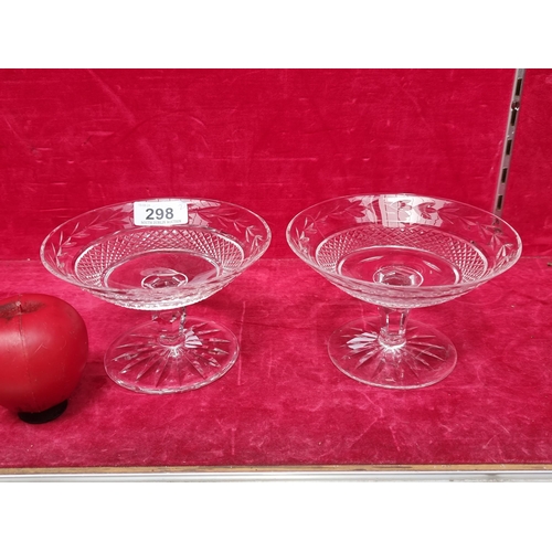 298 - A very attractive pair of Waterford Crystal footed bonbon dishes in the Glendore pattern. Acid marks... 