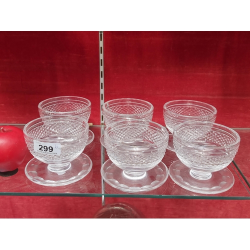 299 - Star Lot : A stunning set of six vintage Waterford Crystal sundae / dessert bowls in the Cashel hobn... 