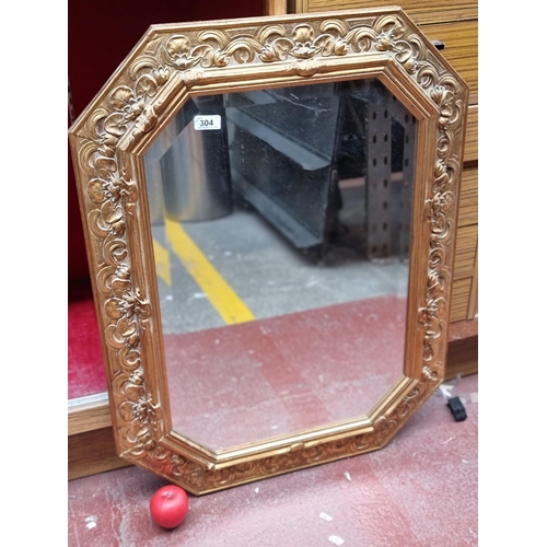 304 - An elegant giltwood frame bevelled hall mirror. Very nice example.