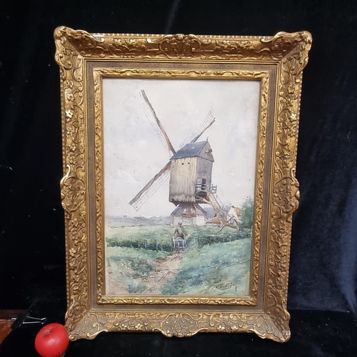 84 - Star Lot: A 19th century delightful original watercolour on paper painting. Features a countryside l... 