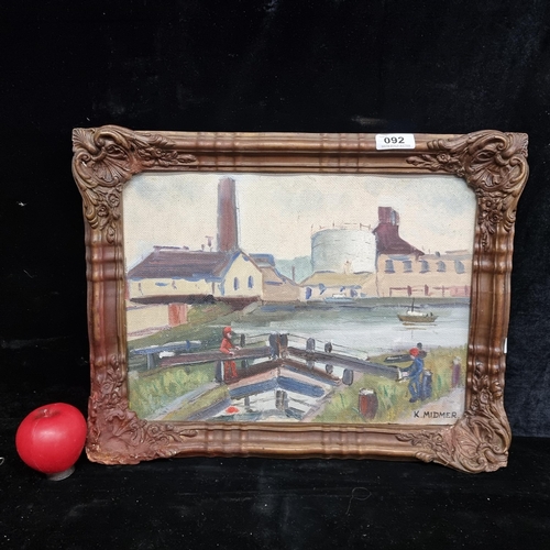 92 - A wonderful original 1969 oil on board painting titled 'Grand Canal Basin Docks, Ringsend'. Features... 