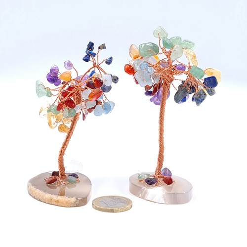 58 - Two vari hue crystal Feng Shui money trees. The first height - 10 cms; Weight - 51.28 grams. The sec... 