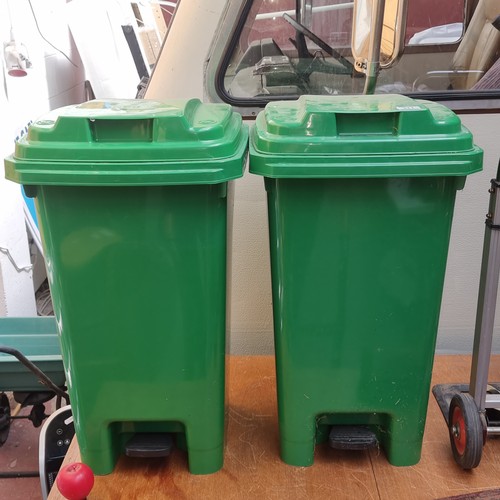 311 - A pair of new pedal Green waste bins. Over two feet tall and large capacity than a regular large ped... 