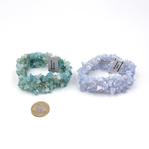 1041 - Two very pretty gemstones bracelets including an Amazonite example.