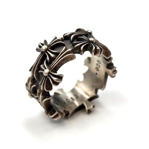 1063 - A superb sterling silver 925 Chrome Hearts ring. Ring size S. Weight 10.59 grams.