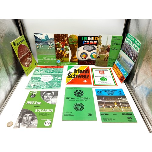 1065 - A lot of 12 vintage Ireland Soccer Programmes 1970's. Includes Ireland Vs. France 1977, Vs. Northern... 