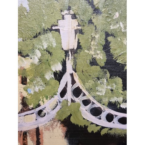 79 - Star Lot: A vibrant original Tom Byrne (b. 1962) acrylic on board featuring the Ha'penny Bridge'.  F... 