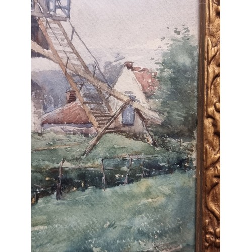 84 - Star Lot: A 19th century delightful original watercolour on paper painting. Features a countryside l... 