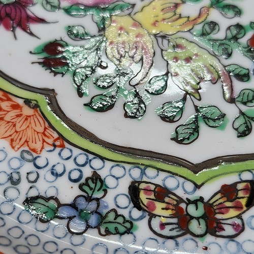 389 - A pair of lovely Chinese Porcelain plates. Features hand painted botanical patterns in a soft colour... 