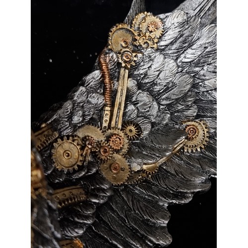 197 - A highly detailed steam punk figure of a perched barn owl with mechanical hand painted detail. New f... 