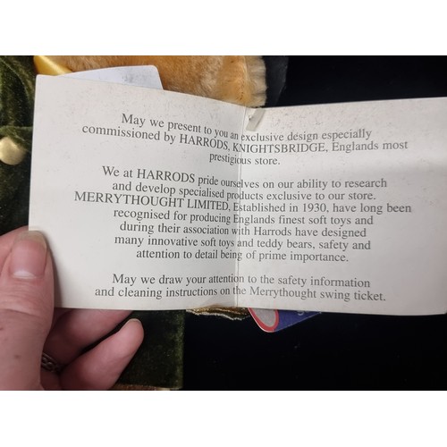 263 - A Merrythought teddy bear dressed in traditional garb, retailed by Harrods of Knightsbridge. Origina... 