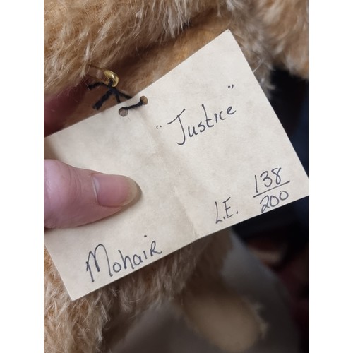 272 - A rare Olde Friends bear named Justice made of mohair, limited edition 138/200. Only 200 of these ma... 