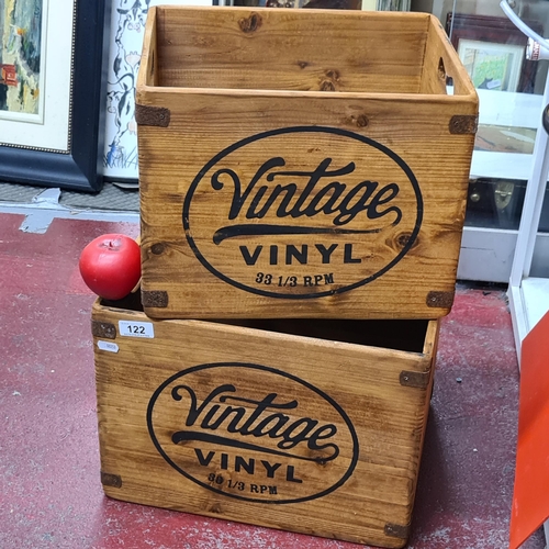 122 - A pair of Vintage Vinyl Wooden Storage Crates. Perfect for your overflowing collection of records! W... 