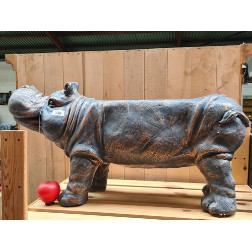 336 - Star Lot : A large and highly detailed  hippopotamus bench. Brand new from a top UK Interior design ... 