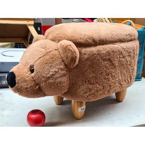 340 - An adorable large and extremely comfortable foot stool in the form of a bear. Brand new from a top U... 