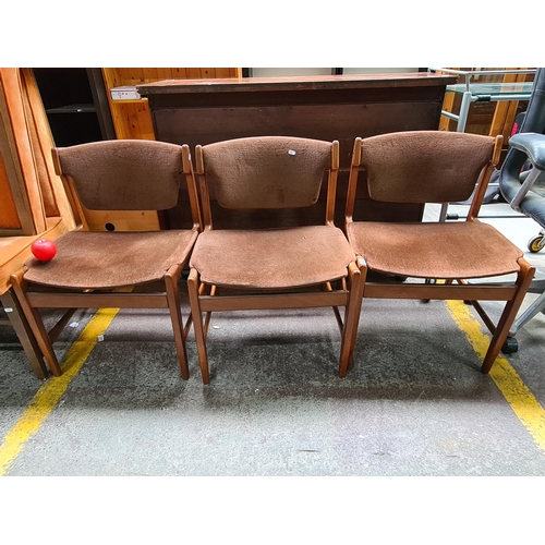 394 - Star Lot : Three G-plan Danish range by Kodak Larsen extremely rare and comfortable Mid Century teak... 