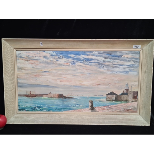 63 - Star Lot: A wonderful original 'D. Campbell' oil on canvas painting. Features the Dun Laoghaire Coas... 