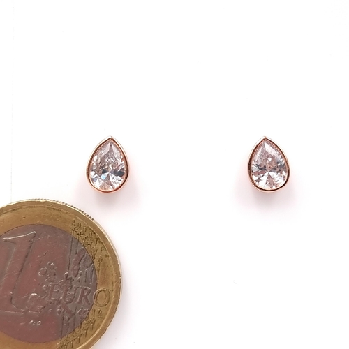 4 - A pair of Silvora rose gold gem set stud earrings stamped 925. In original box. Comes with dust bag ... 