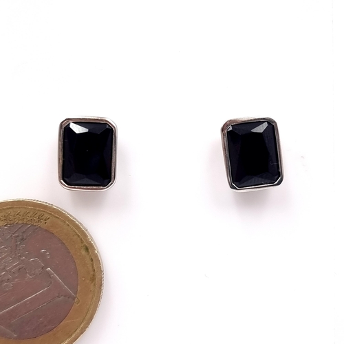 8 - A pair of new Silvora black onyx stone sterling silver stud earrings. Weight - 2.15 grams. Stamped 9... 