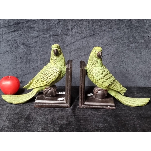 A fun pair of colourful parrot themed bookends. Brand new From a top UK interior design company.