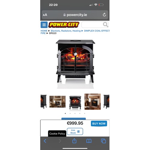 412 - Star Lot : A Dimplex BRG20 electric stove heater, 230-240V, 1800-2000W with 4x50W lamps, black finis... 