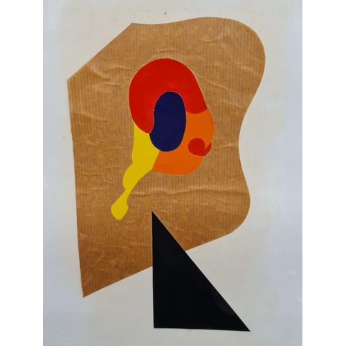 74 - Star Lot: A brilliant Italian 1980's paper cutout collage painting. Features bright abstracted forms... 