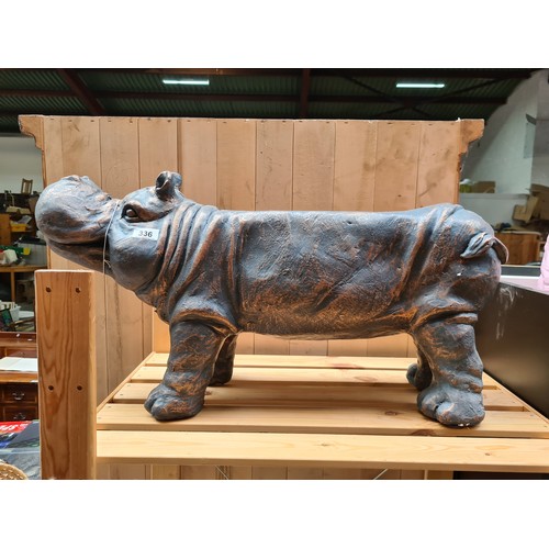 336 - Star Lot : A large and highly detailed  hippopotamus bench. Brand new from a top UK Interior design ... 