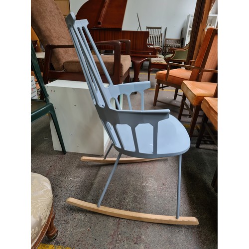 408 - Star Lot : A rare designer Kartell rocking chair designed by Patricia Urquiola lovely  blue high-bac... 