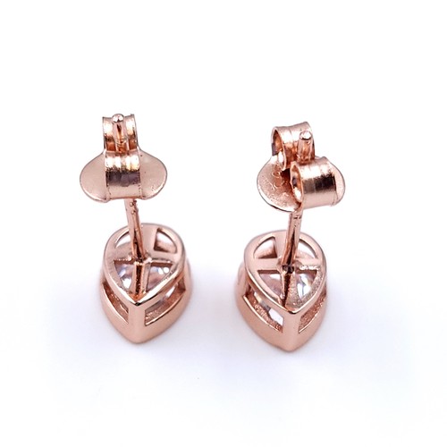 4 - A pair of Silvora rose gold gem set stud earrings stamped 925. In original box. Comes with dust bag ... 