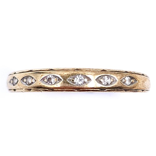 45 - A pretty diamond half eternity ring set in nine carat gold. Ring size - N. Weight is .90 grams.