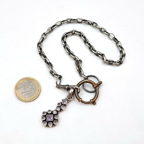 1101 - A vintage watch chain with sterling silver fob and lobster clasp with watch ring. Length of fob - 6 ... 