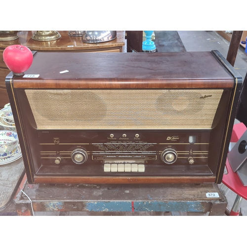 1103 - A fantastic large  Belgian vintage Philips BI-Ampli radio circa 1950. Back has been removed to revea... 