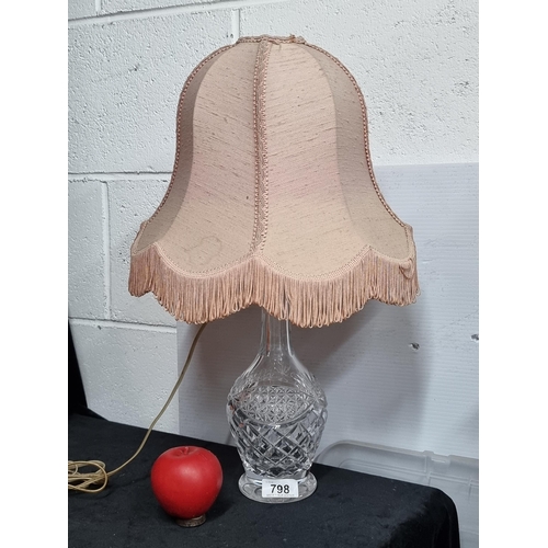 1104 - A fantastic crystal table lamp featuring gorgeous intricately cut patterns and a blush pink shade. P... 