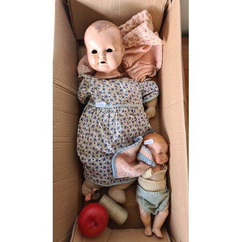 1110 - This lot contains 2 vintage German bisque dolls, marked 