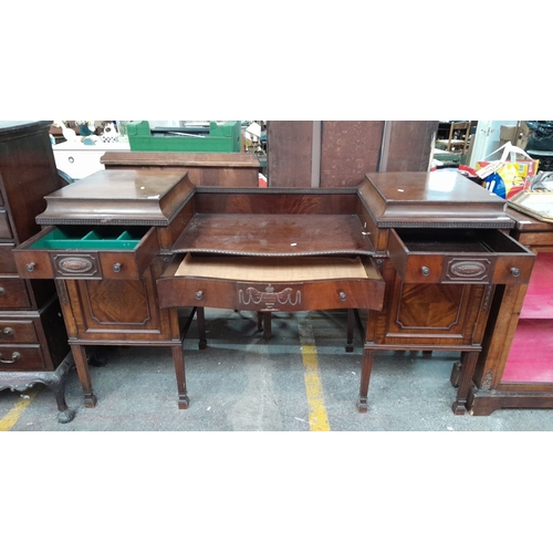 1118 - Star Lot : A stunning Sheraton large sideboard boasting intricate carvings and multiple drawers. The... 