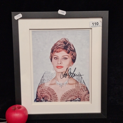 110 - A framed original hand signed photograph of screen siren Sophia Loren. Certificate of authenticity t... 