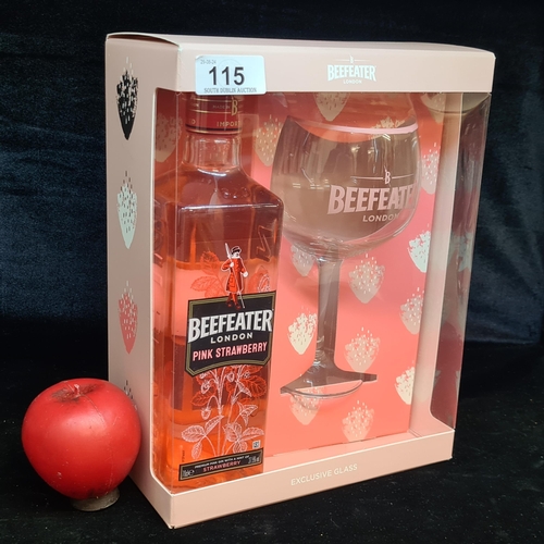 115 - A presentation box of Beefeater Pink Strawberry Gin, 70cl and a branded fish bowl style glass.