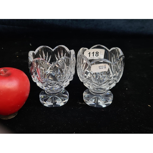 118 - A pair of Waterford Crystal Lafford footed votive candle holders.