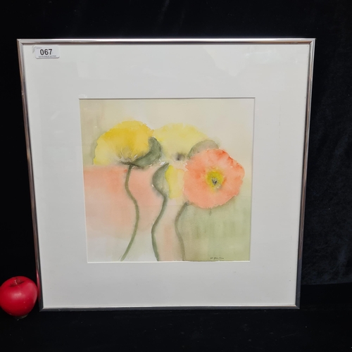 67 - An original watercolour on paper painting. Features a still life painting of blossoming flowers. Ren... 