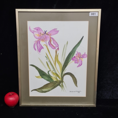 81 - A sweet original watercolour on paper painting. Features a still life botanical study of a lilac orc... 