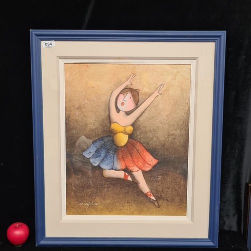 84 - A large hand coloured print after an original oil painting titled 'Ballerina' by J. Roybal. Housed i... 