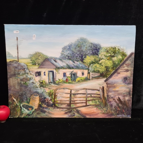 93 - A charming Carmel B. O'Connor oil on board painting titled 'Country Lane, Whiting Bay' and dated 199... 