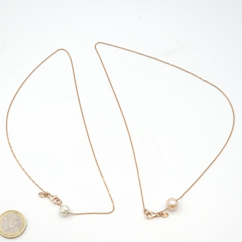 29 - Two bronze allure fresh pearl pendant necklaces with chains set with lobster clasp. Length of chains... 