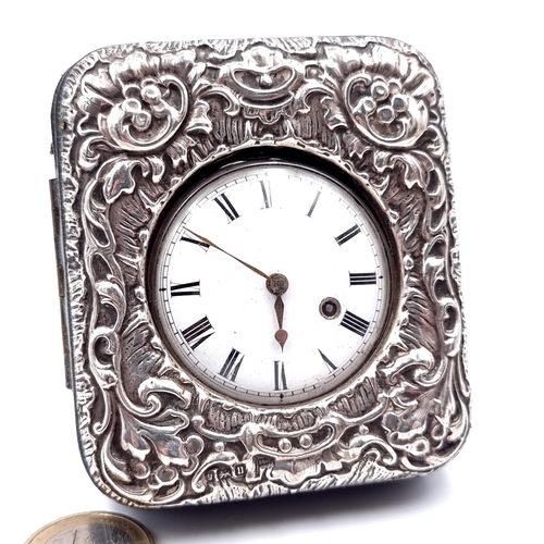 50 - Star lot : A stunning example of a silver Antique pocket watch with white enamel dial with roman num... 