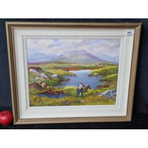 961 - A charming original oil on canvas painting titled 'Ballynahinch'. Features the titular Irish landsca... 