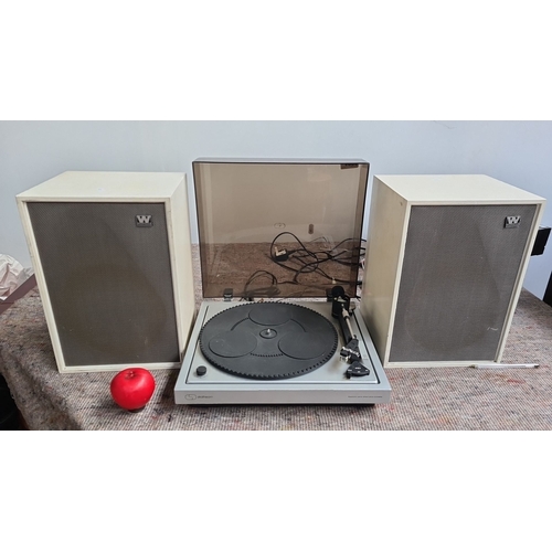 1063 - Vintage BSR turntable with a pair of Goodmans W series speakers, made in England.