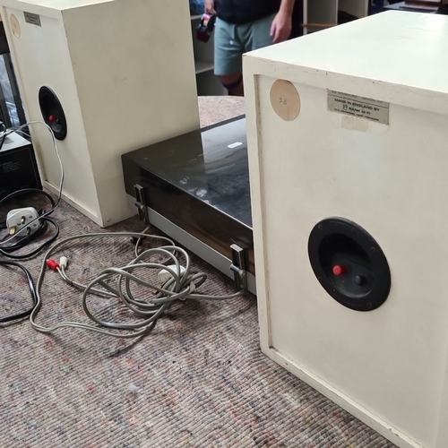 1063 - Vintage BSR turntable with a pair of Goodmans W series speakers, made in England.