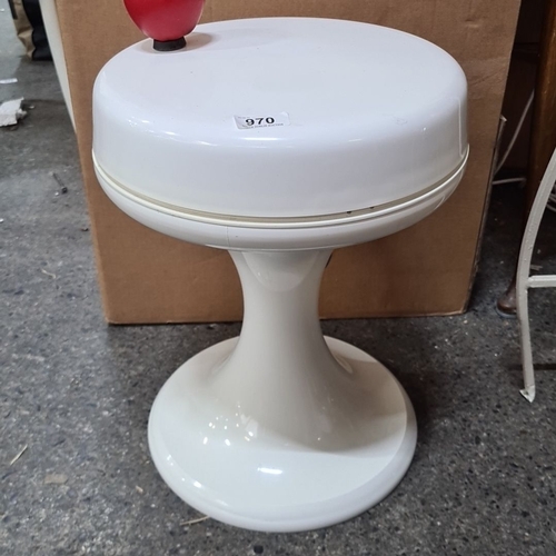 970 - Mid-Century Modern EMSA white plastic pedestal stool marked 