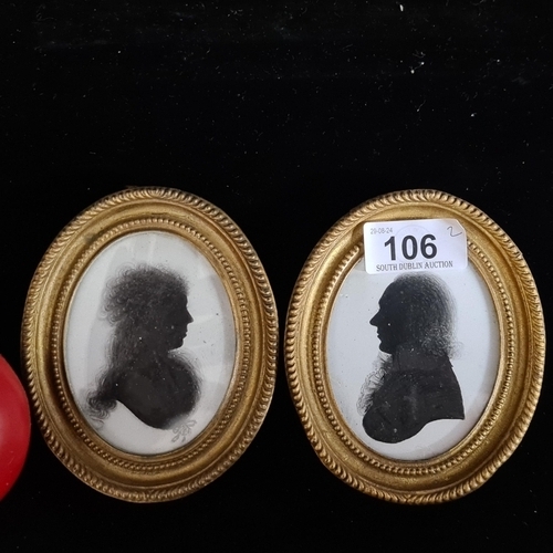 106 - Star Lot: A pair of fabulous 18th century miniature portrait silhouette paintings by I. Thomason. Th... 