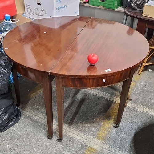 1240 - Star Lot : A mahogany double gateleg demilune tables, Can be two lovely matching demi Liune tall tab... 